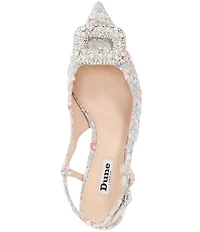 Dune London Centrepiece Boucle Rhinestone Brooch Ornament Slingback Kitten Heel Pumps