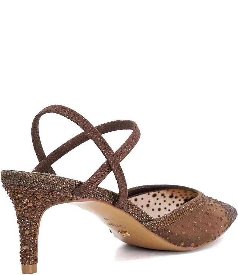 Dune London Charismatic Diamante Mesh Ankle Strap Dress Pumps