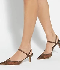 Dune London Charismatic Diamante Mesh Ankle Strap Dress Pumps