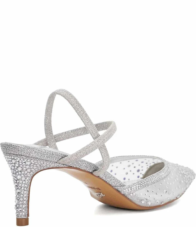 Dune London Charismatic Diamante Mesh Ankle Strap Dress Pumps