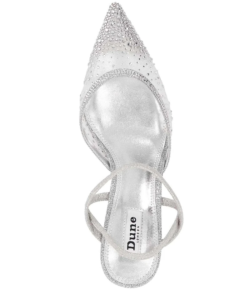 Dune London Charismatic Diamante Mesh Ankle Strap Dress Pumps
