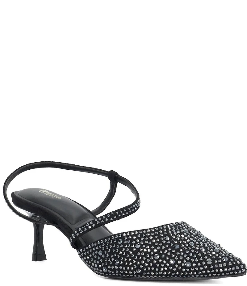 Dune London Charmed Rhinestone Embellished Kitten Heel Pumps