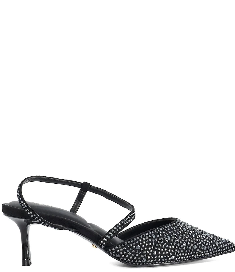 Dune London Charmed Rhinestone Embellished Kitten Heel Pumps