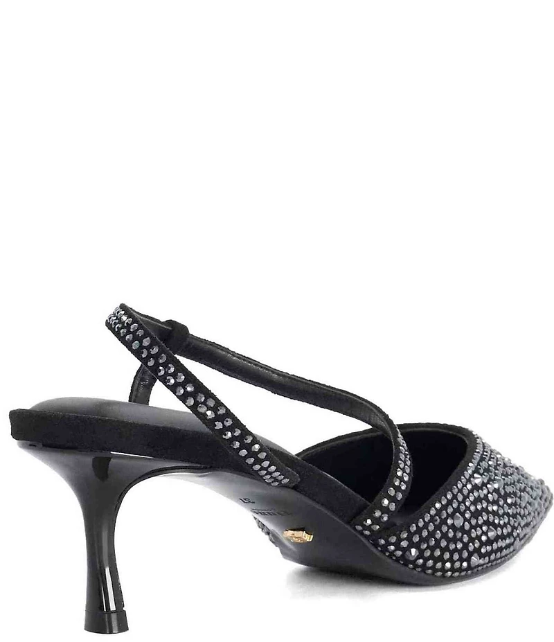 Dune London Charmed Rhinestone Embellished Kitten Heel Pumps