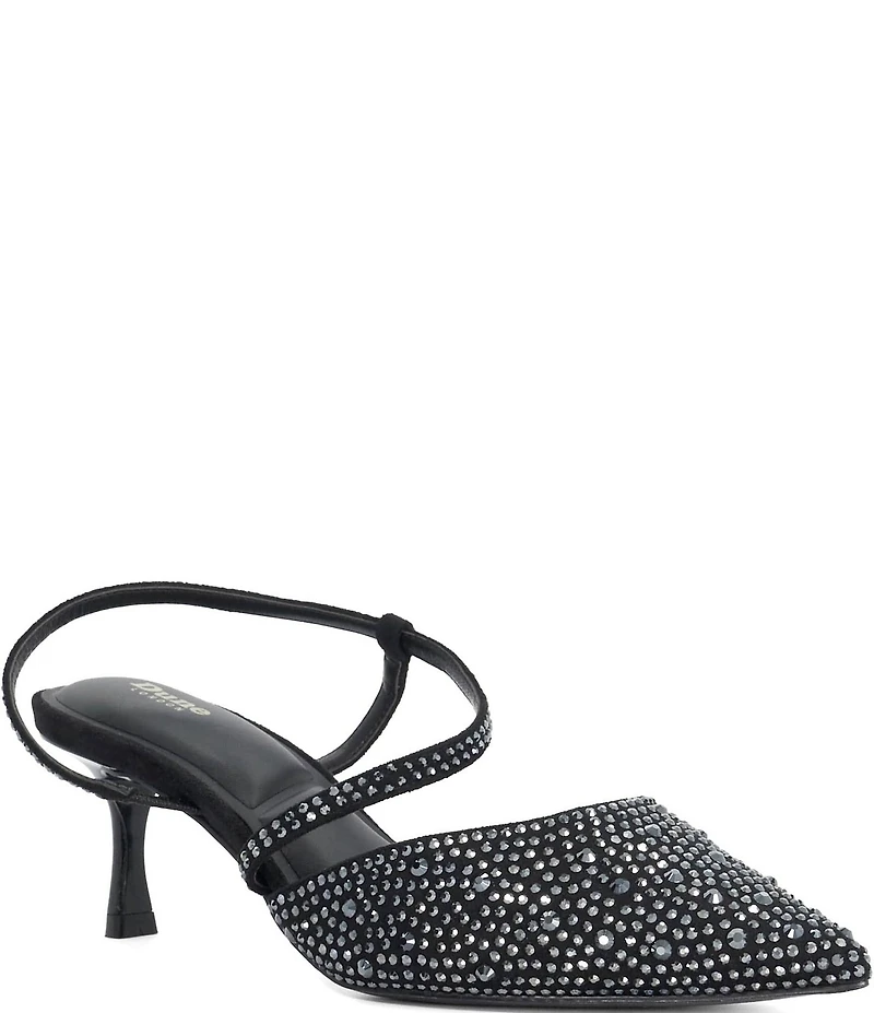 Dune London Charmed Rhinestone Embellished Kitten Heel Pumps
