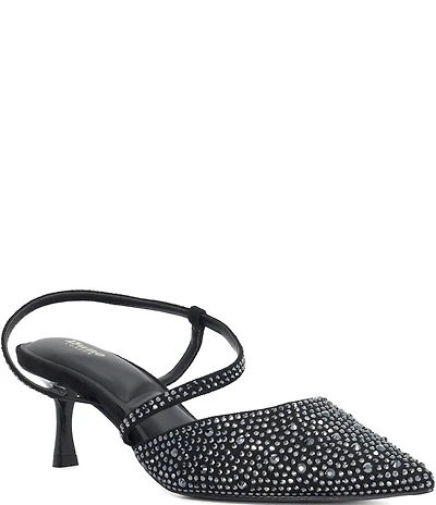 Dune London Charmed Rhinestone Embellished Kitten Heel Pumps