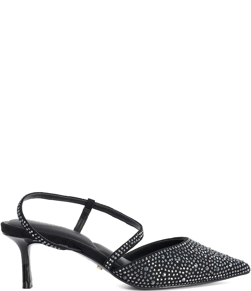 Dune London Charmed Rhinestone Embellished Kitten Heel Pumps