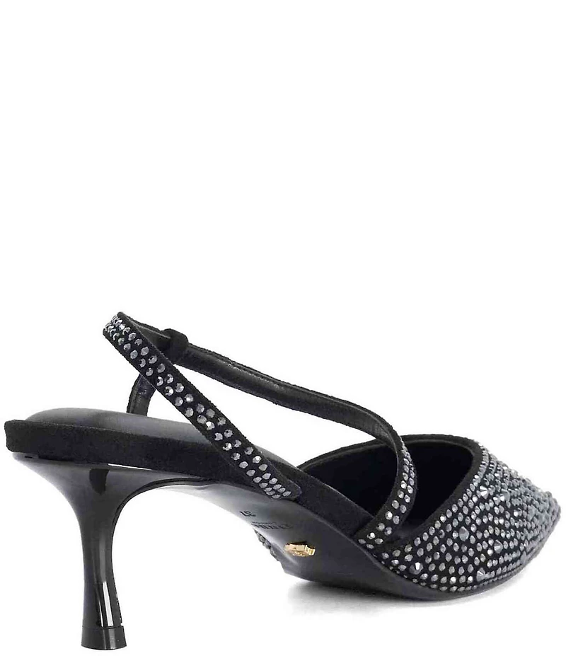 Dune London Charmed Rhinestone Embellished Kitten Heel Pumps