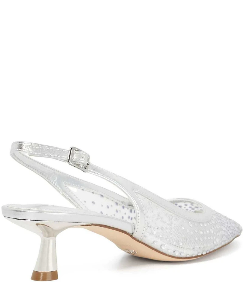 Dune London Ciana Rhinestone Mesh Slingback Kitten Heel Dress Pumps