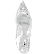 Dune London Ciana Rhinestone Mesh Slingback Kitten Heel Dress Pumps