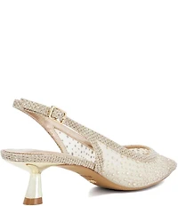 Dune London Ciana Rhinestone Mesh Slingback Kitten Heel Dress Pumps