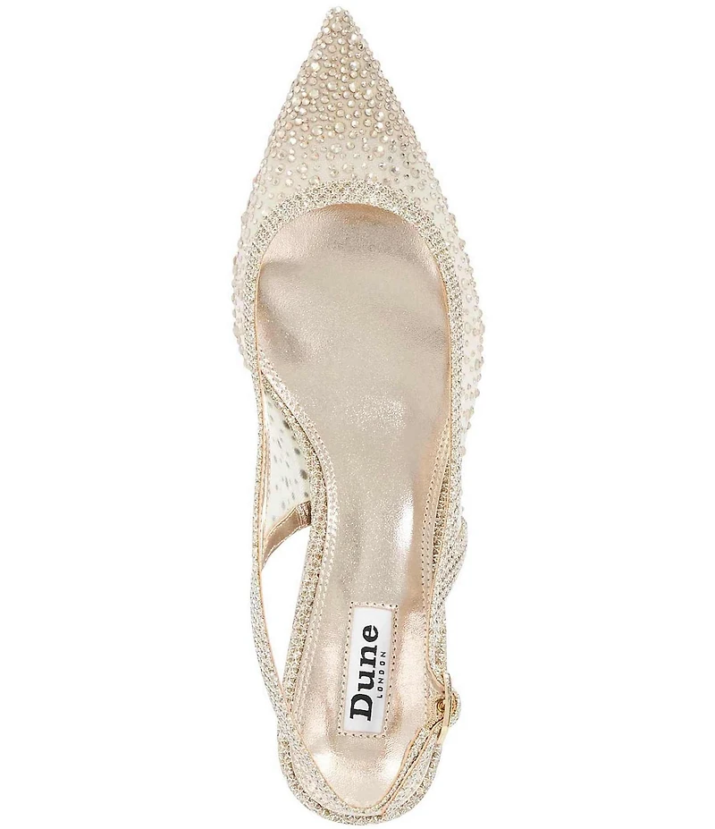 Dune London Ciana Rhinestone Mesh Slingback Kitten Heel Dress Pumps