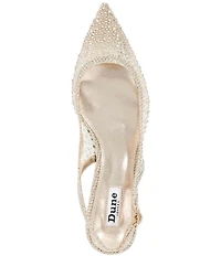 Dune London Ciana Rhinestone Mesh Slingback Kitten Heel Dress Pumps