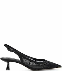 Dune London Ciana Rhinestone Mesh Slingback Kitten Heel Dress Pumps