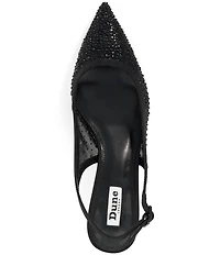 Dune London Ciana Rhinestone Mesh Slingback Kitten Heel Dress Pumps
