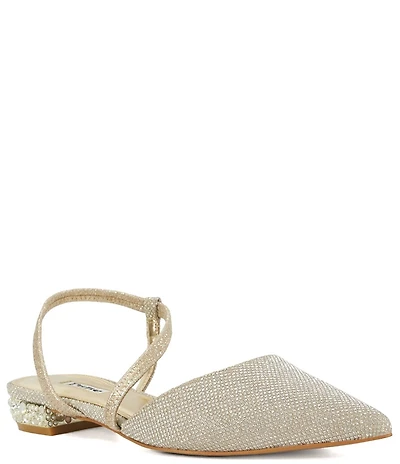 Dune London Command Metallic Slingback Embellished Heel Flats