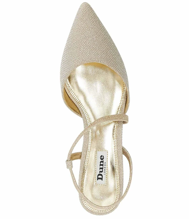Dune London Command Metallic Slingback Embellished Heel Flats
