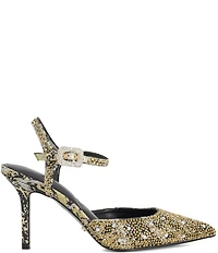 Dune London Confident Hot-Fix Ankle Strap Pointed Toe Dress Pumps