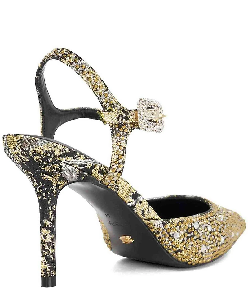 Dune London Confident Hot-Fix Ankle Strap Pointed Toe Dress Pumps