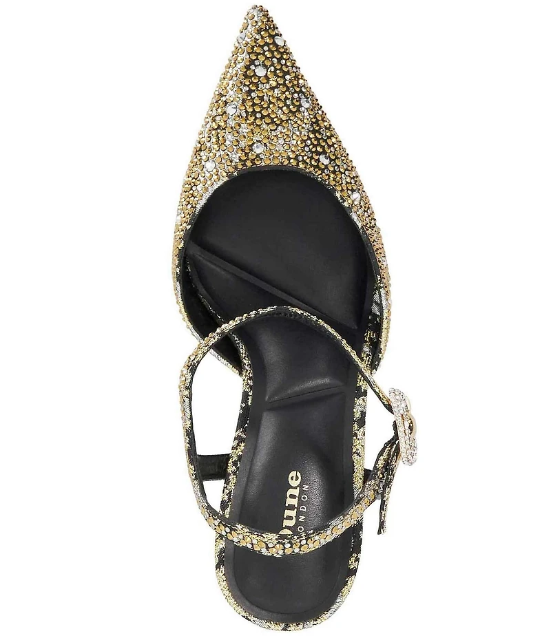 Dune London Confident Hot-Fix Ankle Strap Pointed Toe Dress Pumps
