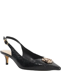 Dune London Context Signature Shimmer Jewel Bug Ornament Slingback Kitten Heel Pumps