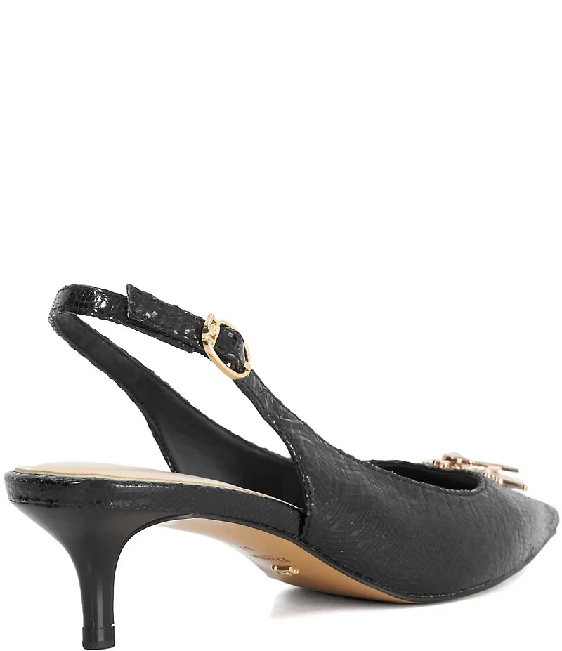 Dune London Context Signature Shimmer Jewel Bug Ornament Slingback Kitten Heel Pumps