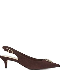 Dune London Context Suede Jewel Bug Ornament Slingback Kitten Heel Pumps