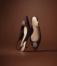 Dune London Context Suede Jewel Bug Ornament Slingback Kitten Heel Pumps