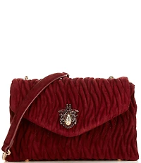 Dune London Darling Burgundy Quilted Suede Convertible Shoulder Bag
