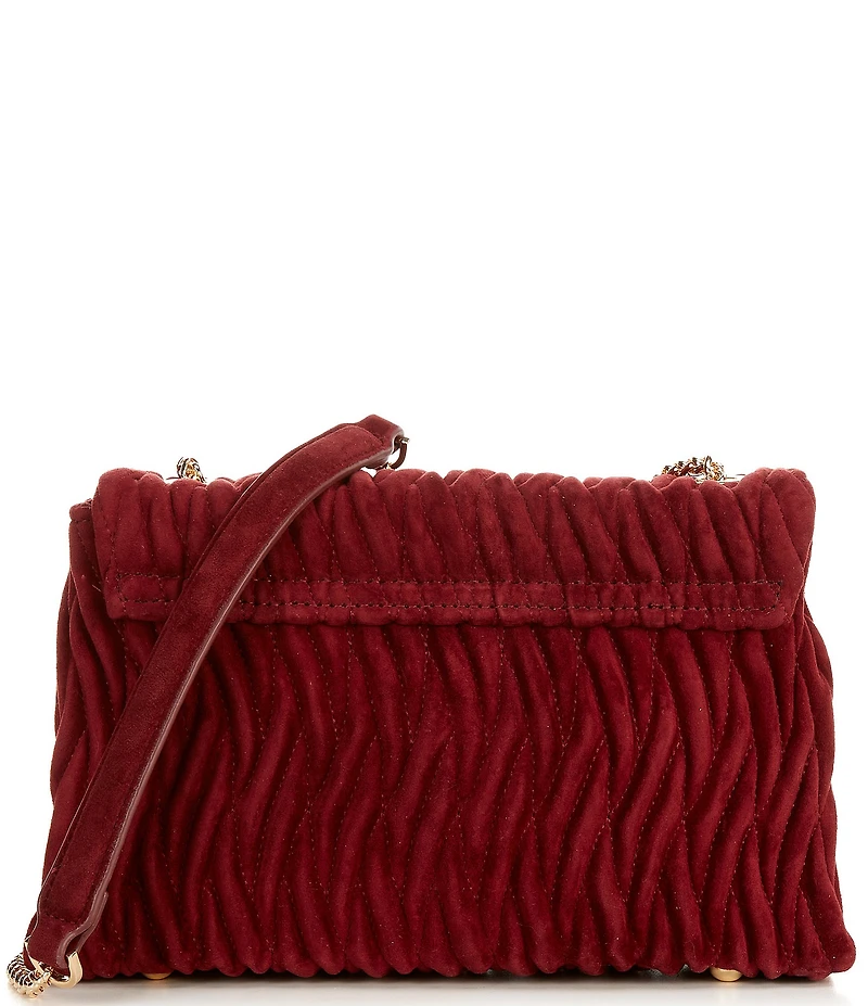 Dune London Darling Burgundy Quilted Suede Convertible Shoulder Bag