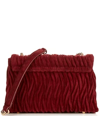 Dune London Darling Burgundy Quilted Suede Convertible Shoulder Bag