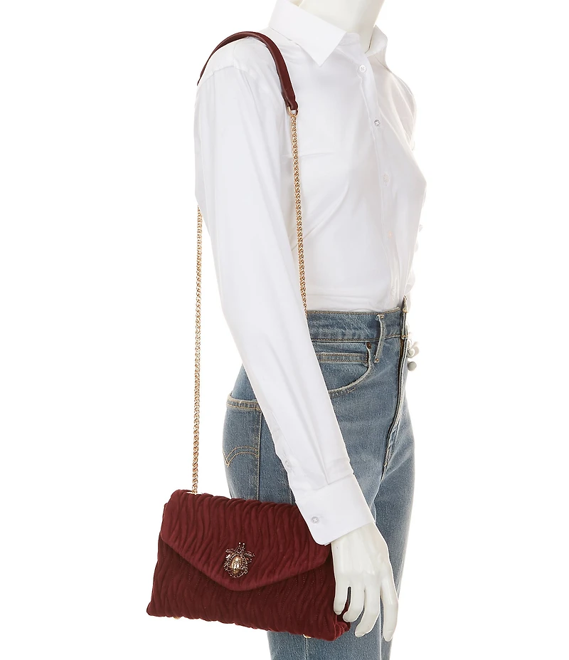 Dune London Darling Burgundy Quilted Suede Convertible Shoulder Bag