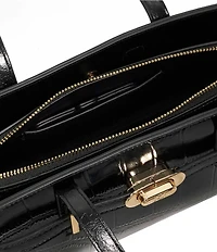 Dune London Depend Black Croc Embossed Shoulder Bag