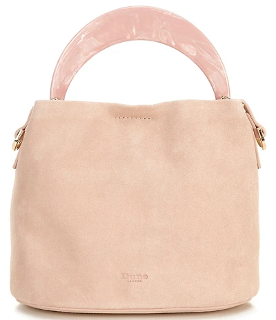 Dune London Dharla Suede Resin Marble Handle Bucket Bag