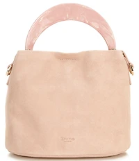 Dune London Dharla Suede Resin Marble Handle Bucket Bag