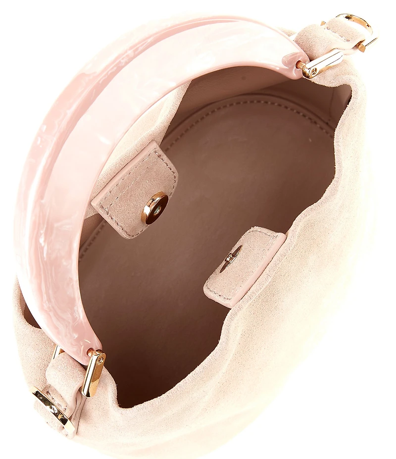 Dune London Dharla Suede Resin Marble Handle Bucket Bag