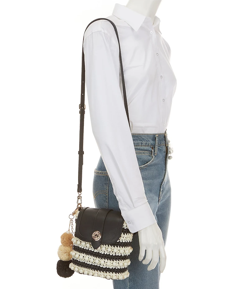 Dune London Dimple Raffia Bucket Crossbody Bag