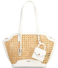Dune London Dinidecided Rattan Logo Charm Shoulder Bag