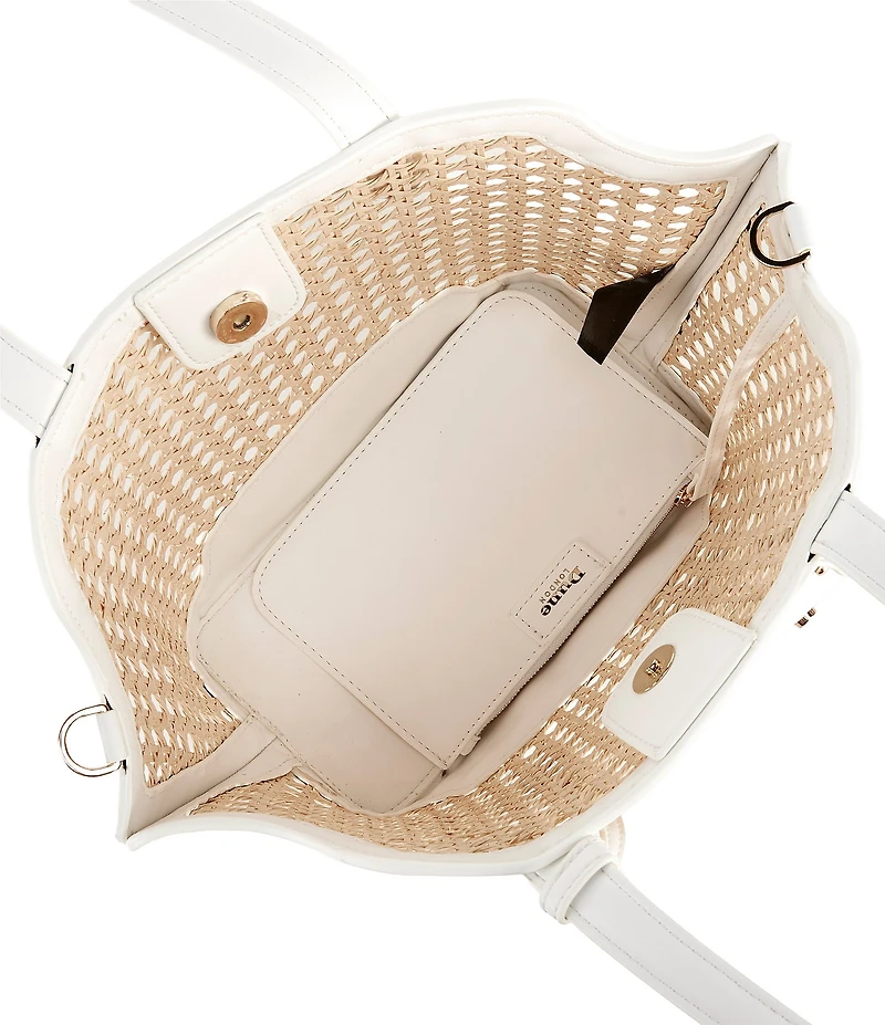 Dune London Dinidecided Rattan Logo Charm Shoulder Bag