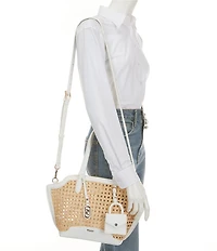 Dune London Dinidecided Rattan Logo Charm Shoulder Bag