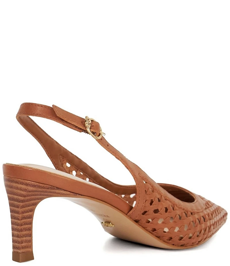Dune London Divided Leather Perforated Pointed Toe Kitten Heel Pumps