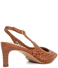 Dune London Divided Leather Perforated Pointed Toe Kitten Heel Pumps