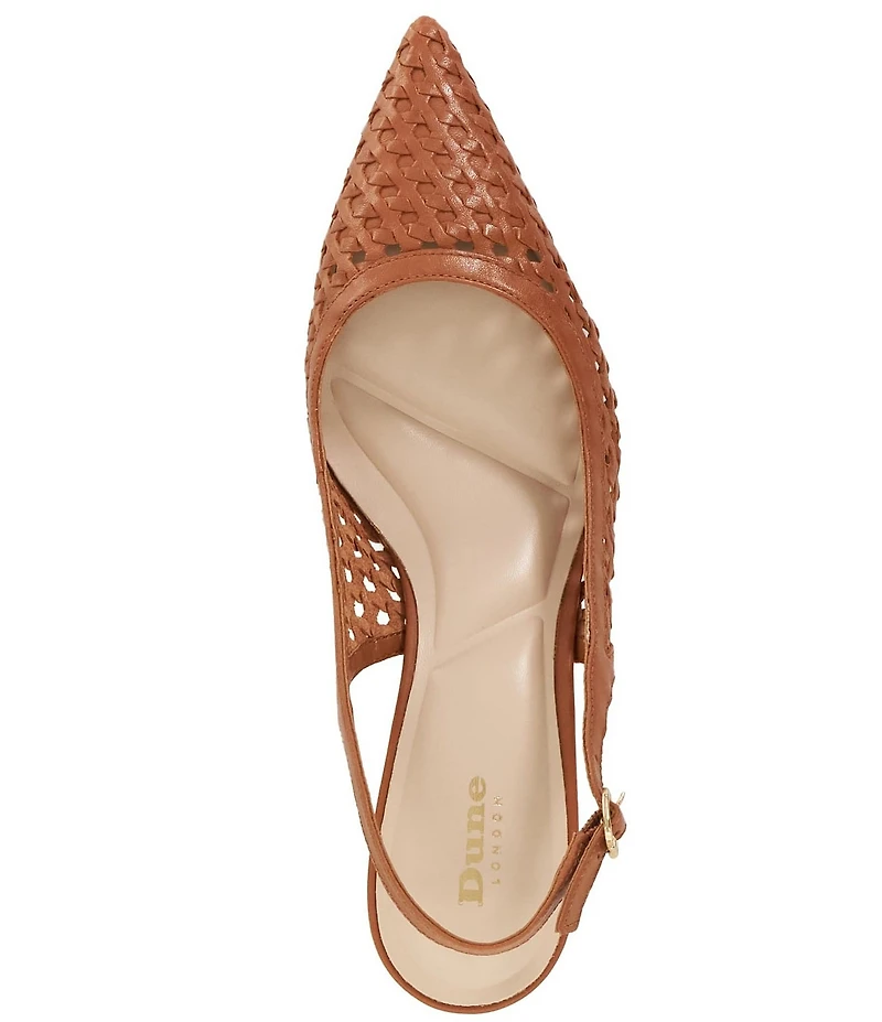 Dune London Divided Leather Perforated Pointed Toe Kitten Heel Pumps