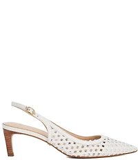 Dune London Divided Leather Perforated Pointed Toe Kitten Heel Pumps