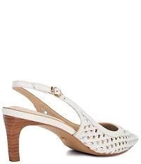 Dune London Divided Leather Perforated Pointed Toe Kitten Heel Pumps