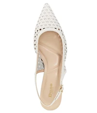 Dune London Divided Leather Perforated Pointed Toe Kitten Heel Pumps