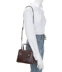 Dune London Dominantly Crackle Leather Satchel Bag