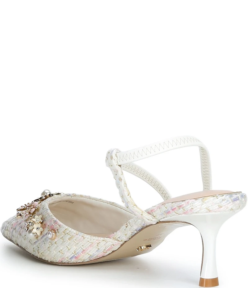 Dune London Dyana Floral Embellished Fabric Pumps