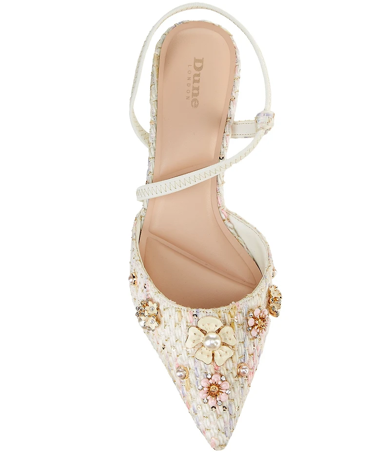 Dune London Dyana Floral Embellished Fabric Pumps