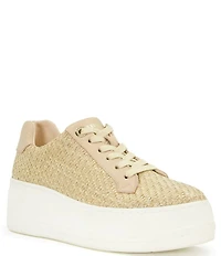 Dune London Episode Woven Raffia Platform Sneakers